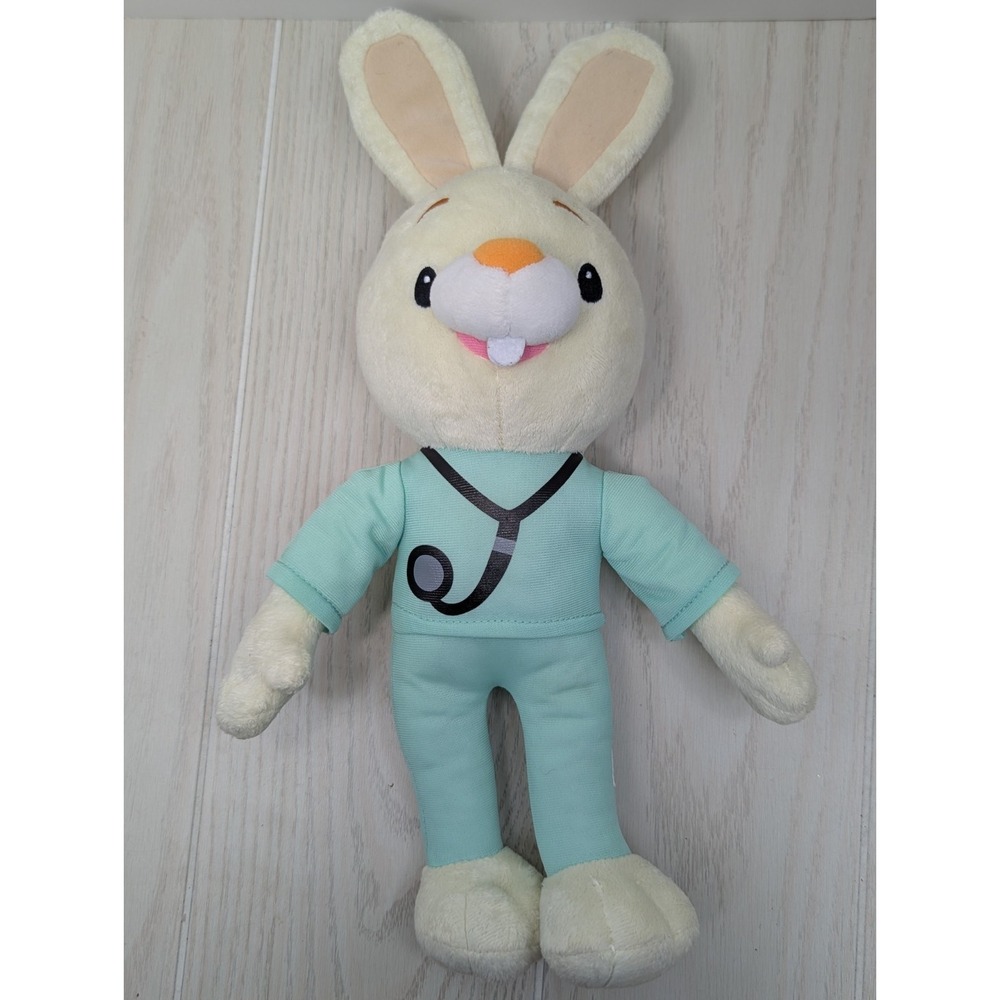 Baby First TV Harry the Bunny Plush Rabbit Green Scrubs Doctor Nurse 15"